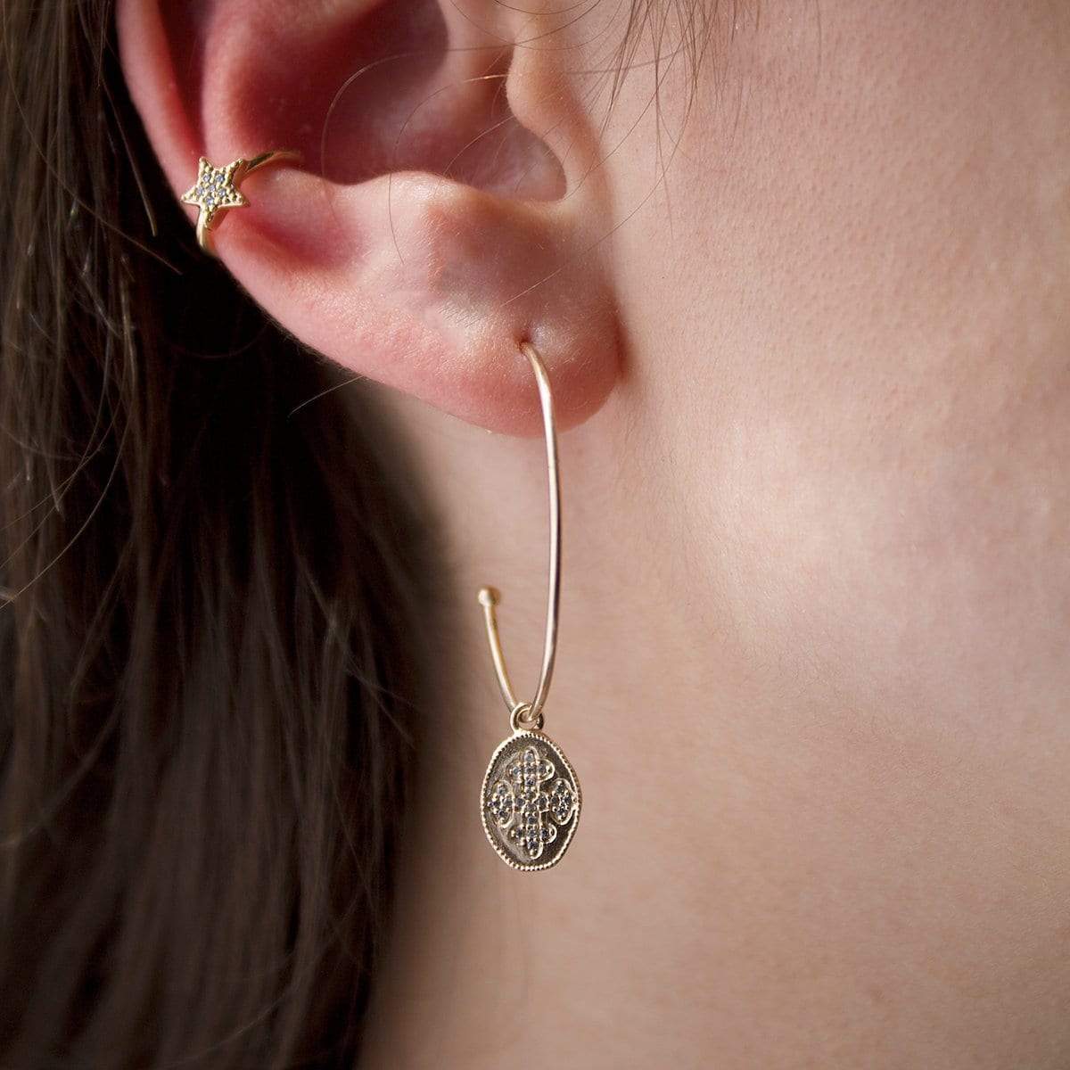 Boucles d'oreilles Dorjoy Boucles d'oreilles Créoles croix cristal